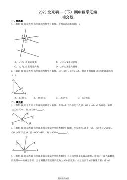 2023北京初一（下）期中数学汇编：相交线-答案