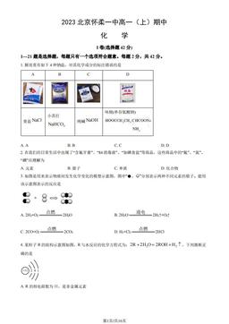 2023北京怀柔一中高一（上）期中化学（教师版）-答案