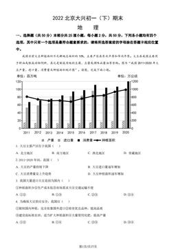 2022北京大兴初一（下）期末地理（教师版）-答案