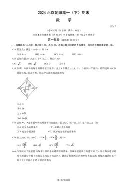 2024北京朝阳高一（下）期末数学（教师版）-答案