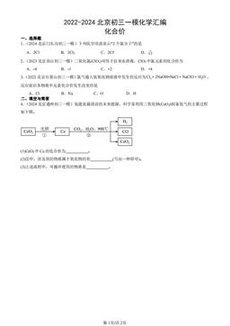 2022-2024北京初三一模化学汇编：化合价-答案
