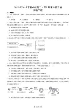 2022-2024北京重点校高二（下）期末生物汇编：胚胎工程-答案
