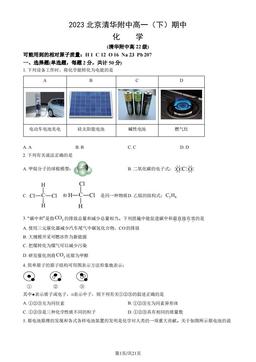 2023北京清华附中高一（下）期中化学（教师版）-答案