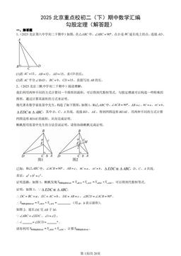 2025北京重点校初二（下）期中数学汇编：勾股定理（解答题）-答案