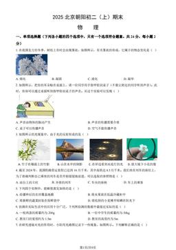 2025北京朝阳初二（上）期末物理（教师版）-答案