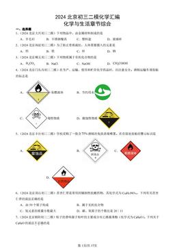2024北京初三二模化学汇编：化学与生活章节综合-答案