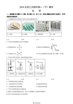 2024北京工大附中高一（下）期中化学（教师版）-答案