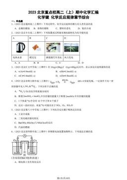 2023北京重点校高二（上）期中化学汇编：化学键 化学反应规律章节综合-答案