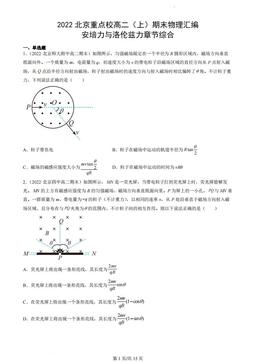 2022北京重点校高二（上）期末物理汇编：安培力与洛伦兹力章节综合-答案