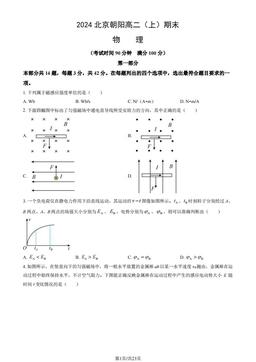 2024北京朝阳高二（上）期末物理（教师版）-答案