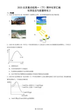 2023北京重点校高一（下）期中化学汇编：化学反应与能量转化2-答案