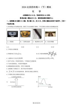 2024北京四中高一（下）期末化学（教师版）-答案