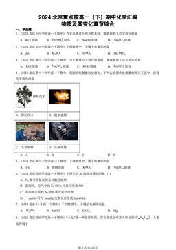 2024北京重点校高一（下）期中化学汇编：物质及其变化章节综合-答案