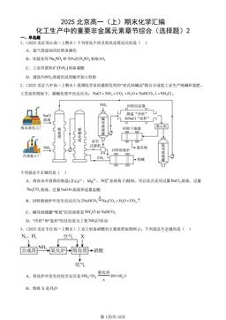 2025北京高一（上）期末化学汇编：化工生产中的重要非金属元素章节综合（选择题）2-答案