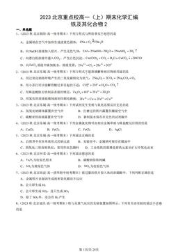 2023北京重点校高一（上）期末化学汇编：铁及其化合物2-答案