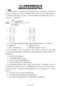 2023全国高考真题生物汇编：基因突变及其他变异章节综合-答案