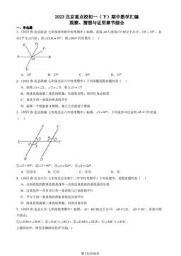 2023北京重点校初一（下）期中数学汇编：观察、猜想与证明章节综合-答案
