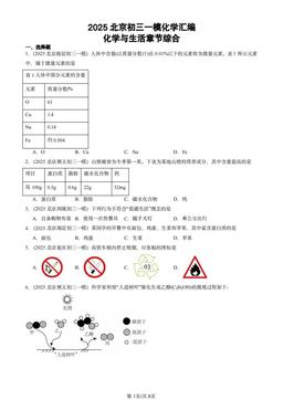 2025北京初三一模化学汇编：化学与生活章节综合-答案