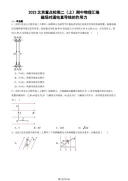 2023北京重点校高二（上）期中物理汇编：磁场对通电直导线的作用力-答案