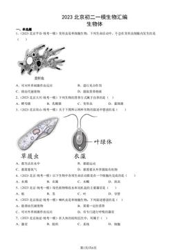 2023北京初二一模生物汇编：生物体-答案