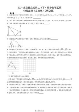 2024北京重点校初二（下）期中数学汇编：勾股定理（京改版）（填空题）-答案
