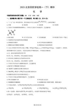 2023北京回民学校高一（下）期中化学（教师版）-答案