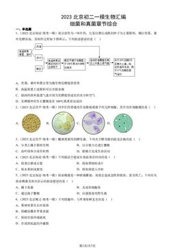 2023北京初二一模生物汇编：细菌和真菌章节综合-答案