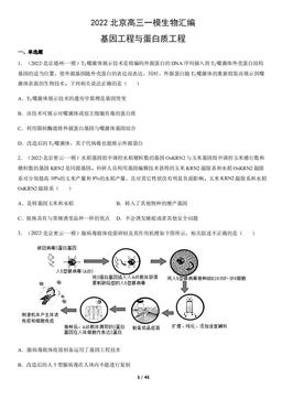 2022北京高三一模生物汇编：基因工程与蛋白质工程-答案