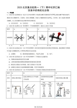 2023北京重点校高一（下）期中化学汇编：饮食中的有机化合物-答案