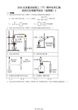 2025北京重点校高二（下）期中化学汇编：烃的衍生物章节综合（选择题）2-答案