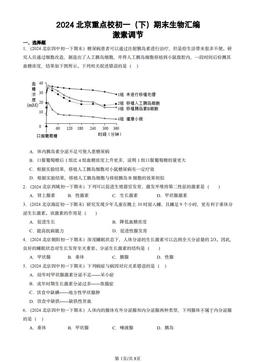 2024北京重点校初一（下）期末生物汇编：激素调节-答案