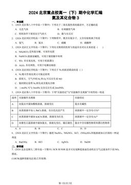 2024北京重点校高一（下）期中化学汇编：氮及其化合物3-答案