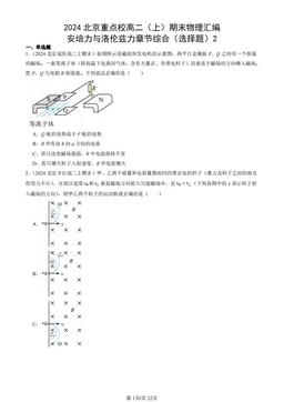 2024北京重点校高二（上）期末物理汇编：安培力与洛伦兹力章节综合（选择题）2-答案