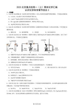 2023北京重点校高一（上）期末化学汇编：认识化学科学章节综合3-答案