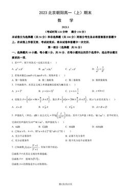 2023北京朝阳高一（上）期末数学（教师版）-答案
