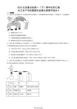 2023北京重点校高一（下）期中化学汇编：化工生产中的重要非金属元素章节综合4-答案