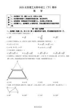2025北京理工大附中初二（下）期中数学（教师版）-答案