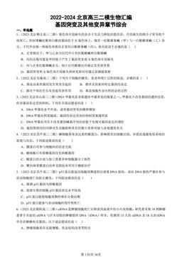 2022-2024北京高三二模生物汇编：基因突变及其他变异章节综合-答案
