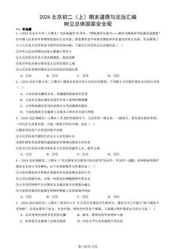 2024北京初二（上）期末道德与法治汇编：树立总体国家安全观-答案