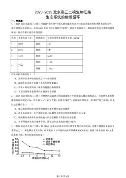 2023-2025北京高三二模生物汇编：生态系统的物质循环-答案