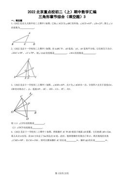 2022北京重点校初二（上）期中数学汇编：三角形章节综合（填空题）3-答案