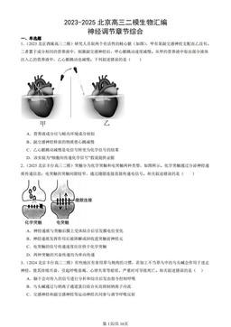 2023-2025北京高三二模生物汇编：神经调节章节综合-答案