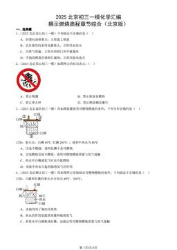 2025北京初三一模化学汇编：揭示燃烧奥秘章节综合（北京版）-答案