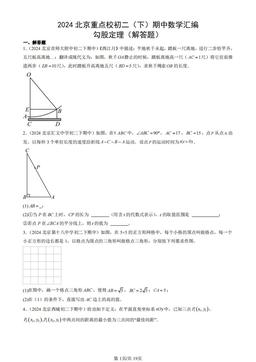 2024北京重点校初二（下）期中数学汇编：勾股定理（解答题）-答案