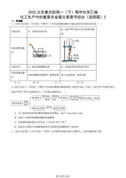 2025北京重点校高一（下）期中化学汇编：化工生产中的重要非金属元素章节综合（选择题）2-答案