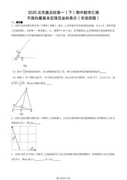 2025北京重点校高一（下）期中数学汇编：平面向量基本定理及坐标表示（非选择题）-答案