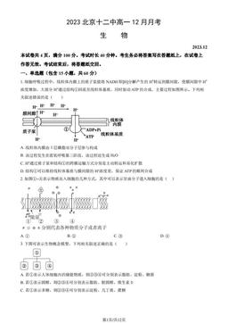 2023北京十二中高一12月月考生物（教师版）-答案