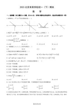 2023北京育英学校初一（下）期末数学（教师版）-答案