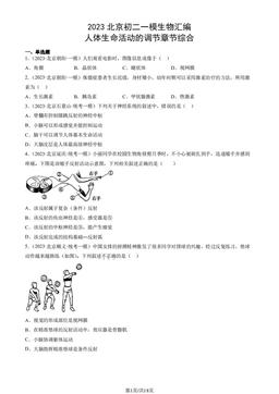2023北京初二一模生物汇编：人体生命活动的调节章节综合-答案