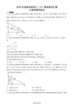 2023北京重点校初二（上）期末数学汇编：三角形章节综合-答案